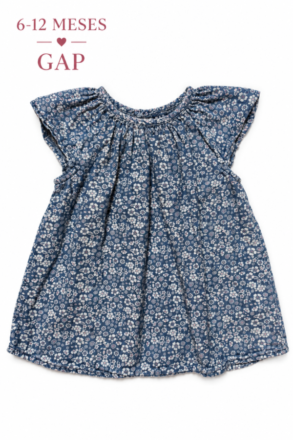 Producto - Vestido denim floral Gap 6-12 meses - 0