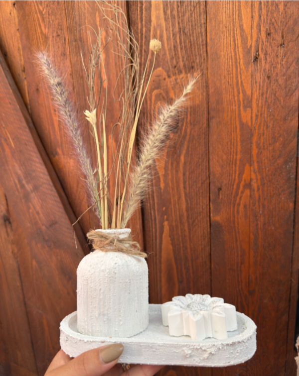 Producto - Combo florero color blanco texturado