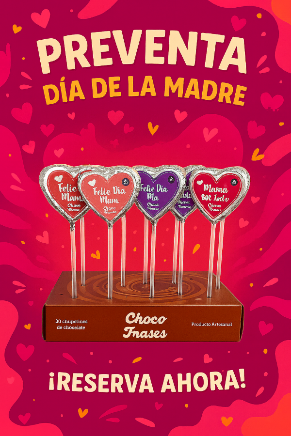 Producto - Preventa Pack x 4 Display de Chupetines Chocofrases x 20 u Dia de la Madre 2025