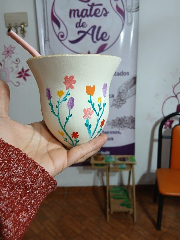 Producto - Mate de calabaza "FLORCITAS SILVESTRES" - 0