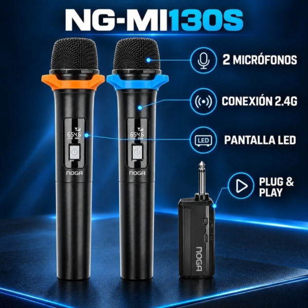 Producto - Micrófono Inalámbrico Set X2 NOGA NG-MI130S - 2