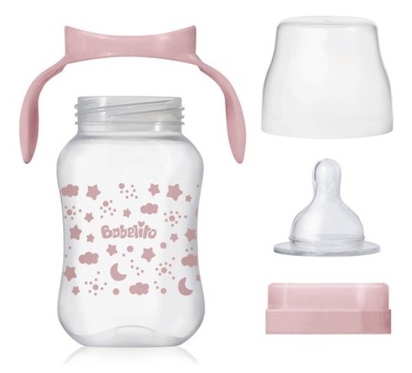 Producto - Mamadera Babelito con asas +6 meses rosa