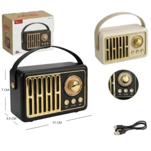 Producto - RADIO VINTAGE BT/FM/MP3 RECARGABLE 2281imp