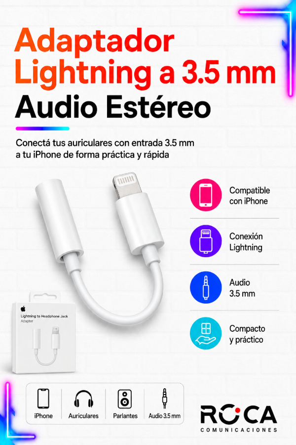 Producto - Adaptador Lightning a Jack 3.5 mm