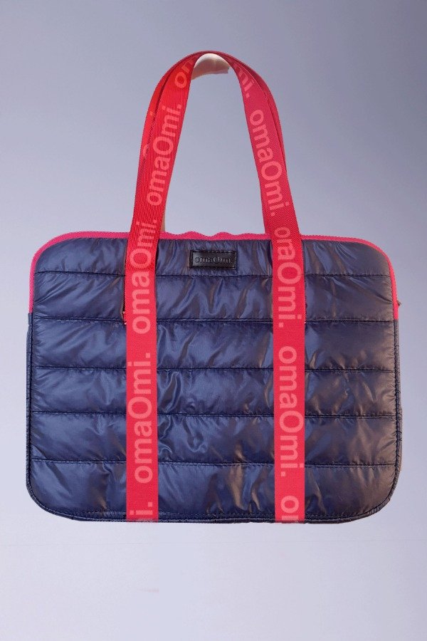 Producto - Porta notebook puffer DORIS POP azul y fucsia