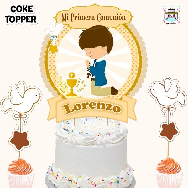 Producto - Kit Imprimible Cake Topper Adorno Torta Comunión Varón M3