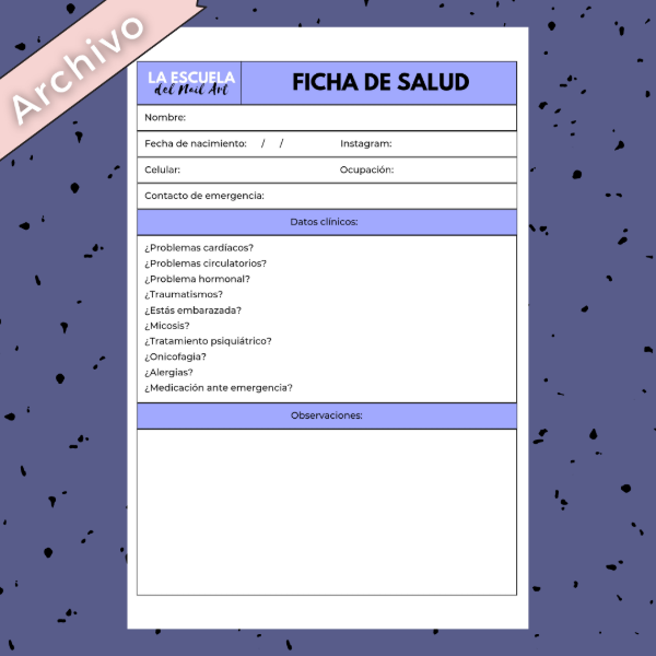 Producto - Ficha de salud para clientas: Formato descargable