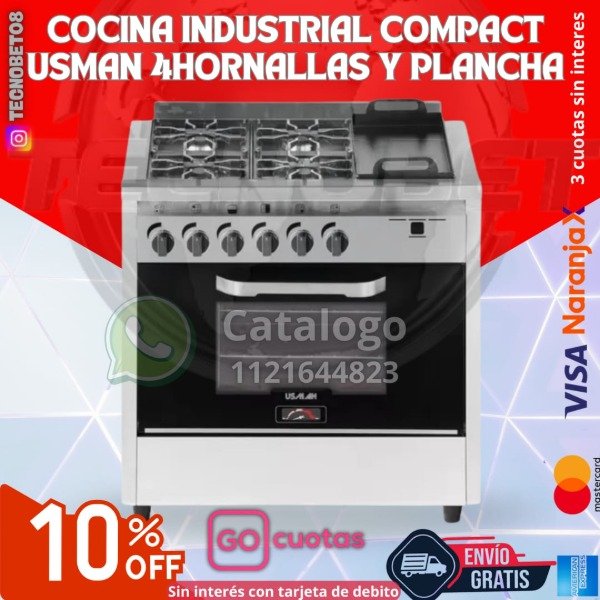 Producto - COCINA INDUSTRIAL COMPACT USMAN 4HORNALLAS Y PLANCHA