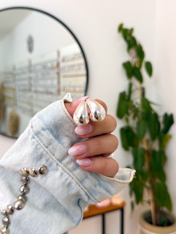 Producto - Aritos acero blanco gota mediana