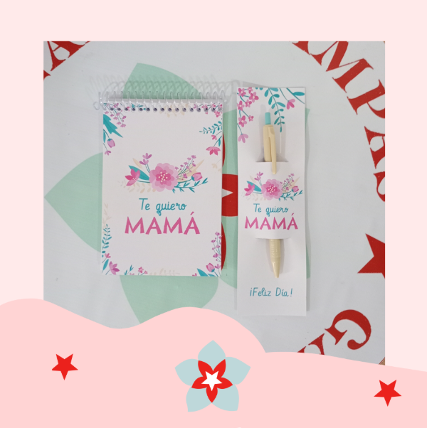 Producto - SET DE ANOTADOR + BIROME FILGO FASTRACK TE QUIERO MAMÁ