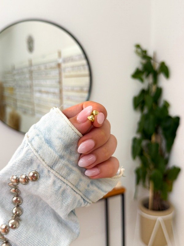 Producto - Abridores bañados en oro corazón inflado liso