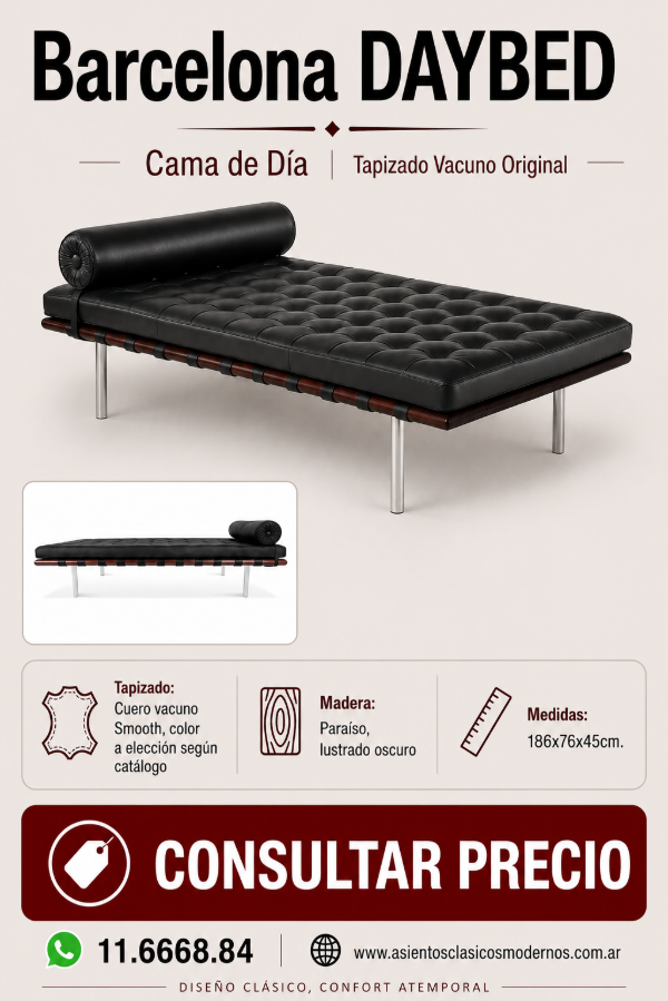 Producto - Camastro BARCELONA, Cama De Día (DAYBED), Tapizado Cuero!!