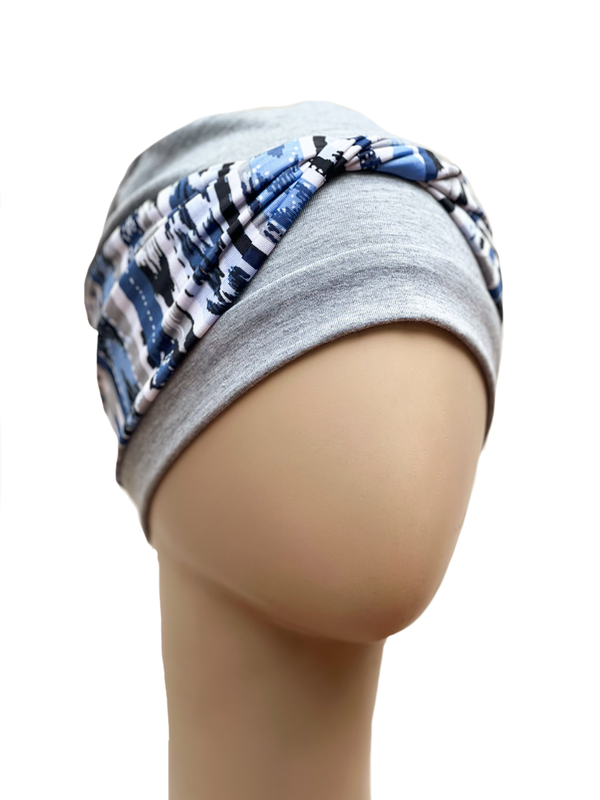 Producto - Turbante Alma combinado Gris Melange/Azules