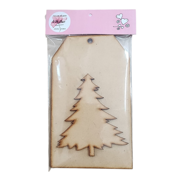 Producto - Tag en mdf 2 Piezas Modelo Pino Navideño