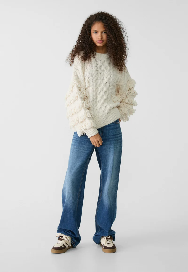 Producto - Sweater punto flecos Stradivarius Talle S M y L