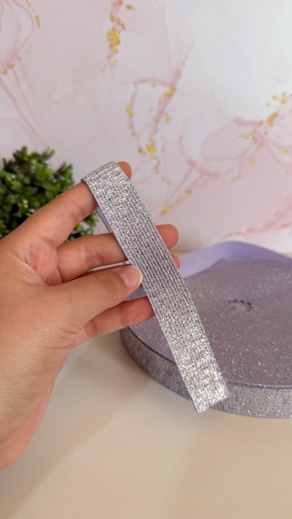 Producto - Elástico lurex 20mm lila - 3 mts