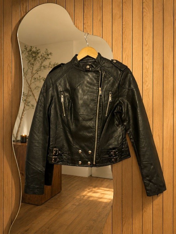 Producto - CAMPERA DE CUERO CUELLO MAO