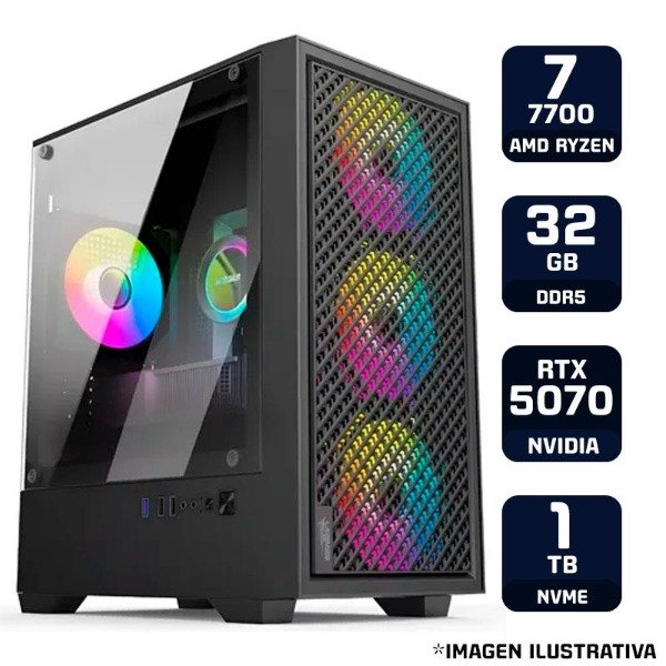 Producto - PC GAMER FORMULA V LINE RYZEN 7 7700X RX 5070 12GB 32GB SSD M2 NVME 1TB SIN SIS