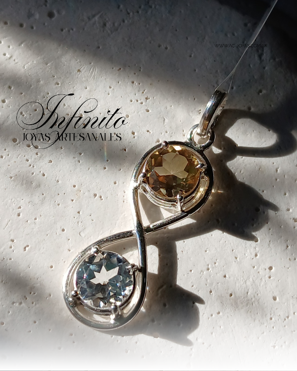 Producto - Dije infinito cuarzo citrino y topacio claro