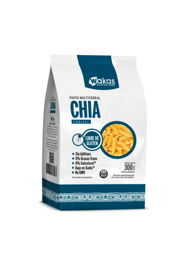 Producto - Fideos Fusilli Chía SIN GLUTEN 300gr Wakas