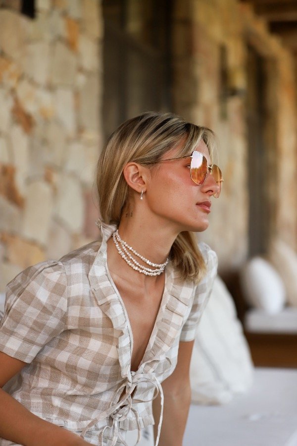 Producto - The tie down top checked/ Top Volados