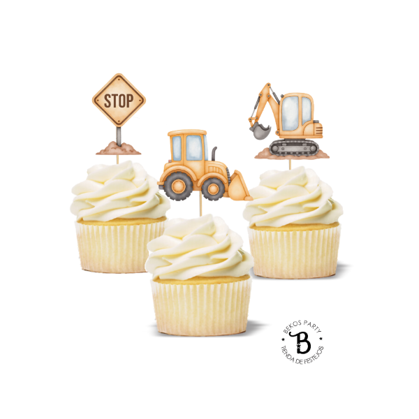 Producto - Topper cupcake silueta x 6 Construcción Vintage