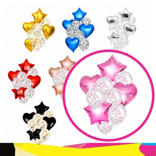 Producto - Set de globos x10, forma y conffeti