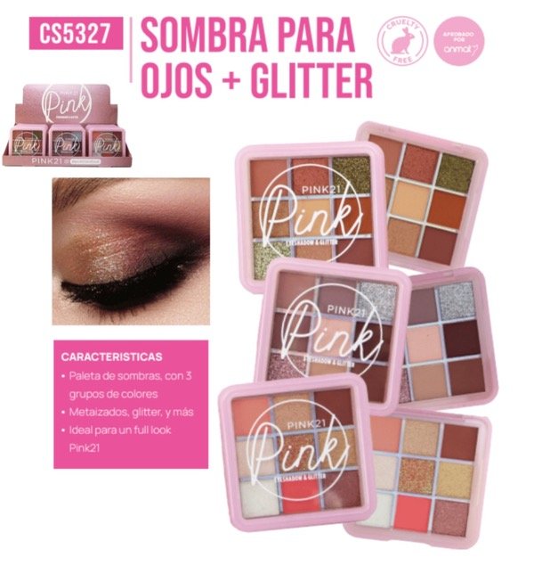 Producto - Sombra para ojos + Glitter Pink 21 (x 3 unidades)