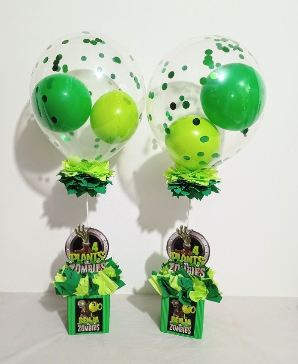 Producto - Centro de mesa plantas vs zombies con globos