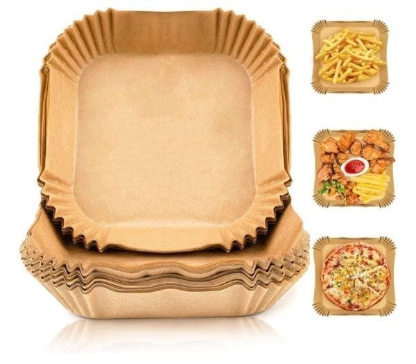 Producto - Pack de 50 moldes de papel freidora de aire cuadradas 16x5cm