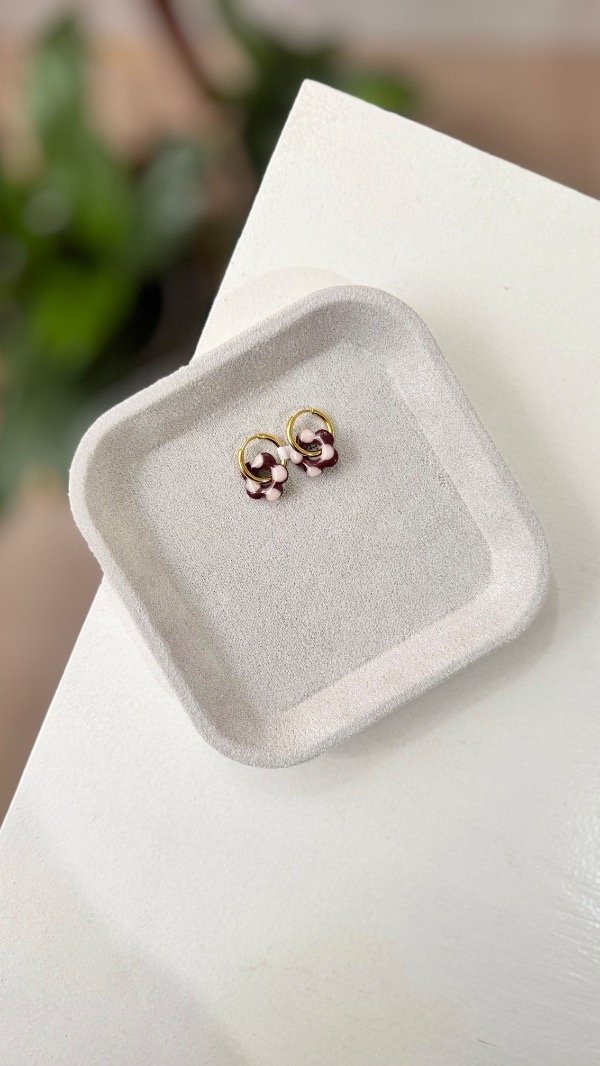 Producto - Aros mini flor lunares bordo/rosa bb - 0