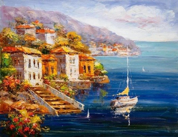 Producto - Kit De Pintura Con Diamantes Diamond Painting 50x65cm- Grecia Vista Puerto