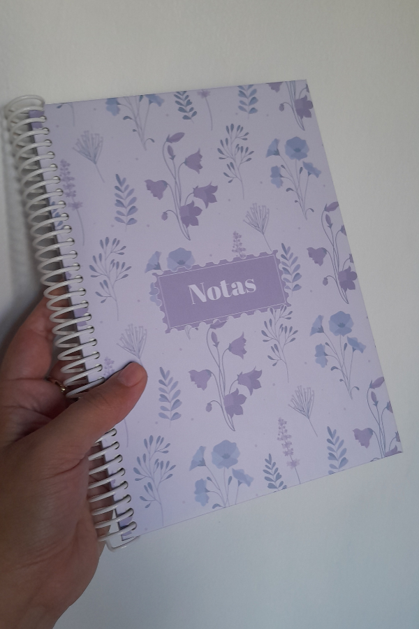 Producto - A5 FLORES VIOLETAS- RAYADO