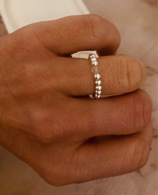 Producto - Anillo abundancia cristal Plata elastizado