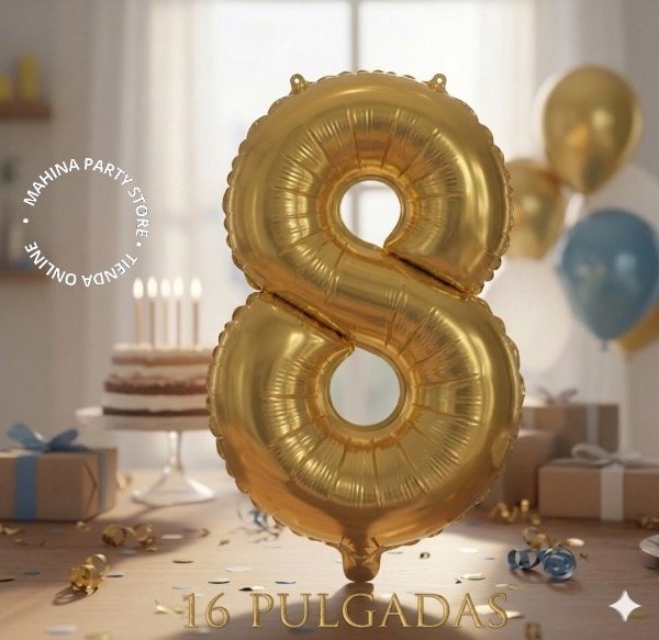 Producto - Globo número 8 dorado 16"