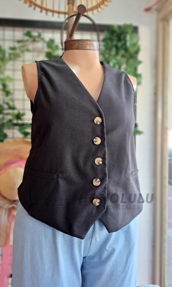 Producto - Chaleco de Lino Negro