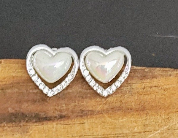 Producto - Aros Corazón Perla y Cubik