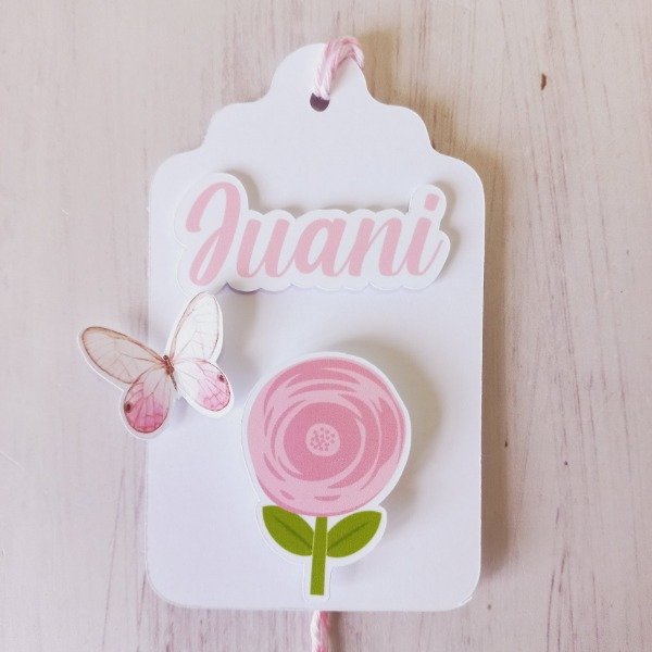 Producto - Tag 3D MARIPOSAS Y FLORES x 10 unid - 2