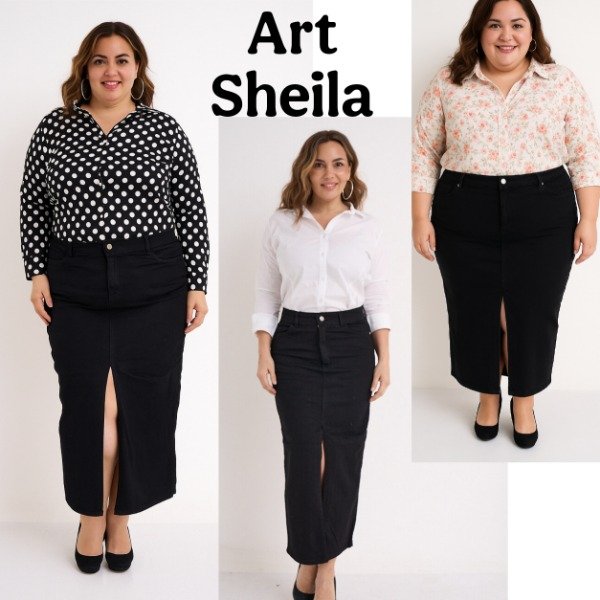 Producto - Sheila NEGRO pollera de jeans elastizada
