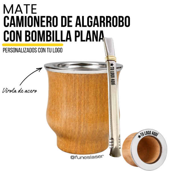 Producto - Mate Camionero de Algarrobo con Bombilla Plana