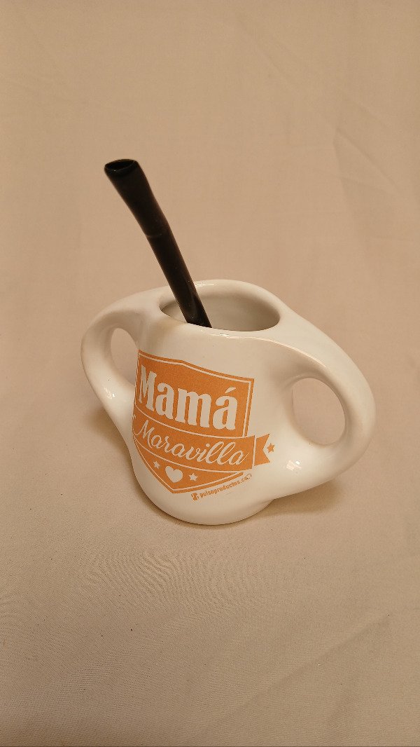 Producto - Mate Ronda - Super Mamá blanco