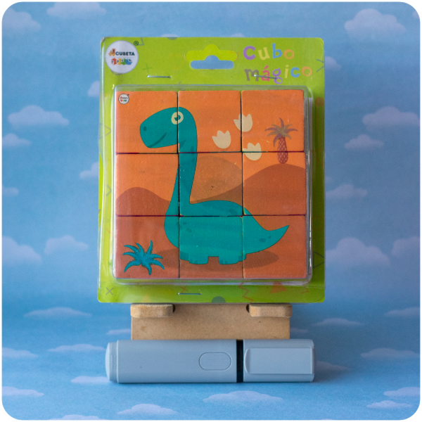 Producto - Cubo Magíco Rompecabeza de Madera 6 en 1 - Dinosaurios