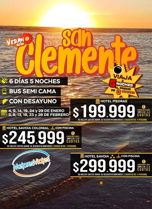 Producto - PAQUETES TURISTICOS. SAN CLEMENTE HOTEL PIEDRAS. ART: PATMV - 5252566