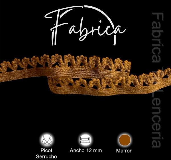 Producto - Picot Serrucho Marrón 12mm (1 metro)