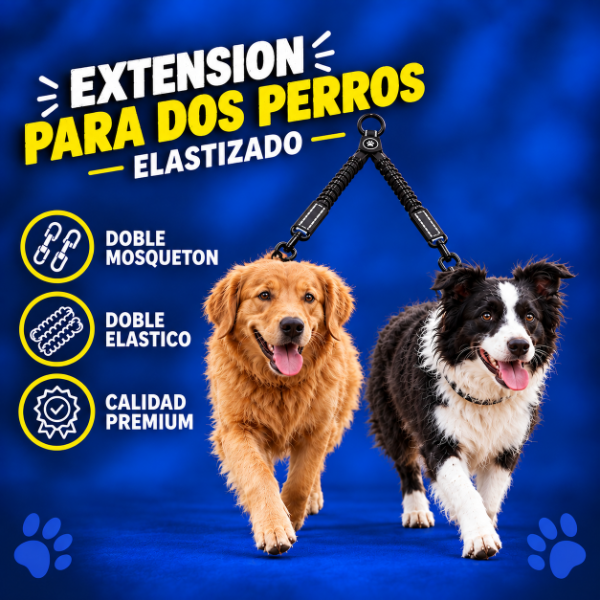 Producto - EXTENSION PARA DOS PERROS /  Elastizada / Reflex - 1