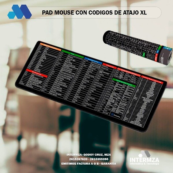 Producto - PAD MOUSE CON CODIGOS DE ATAJO XL