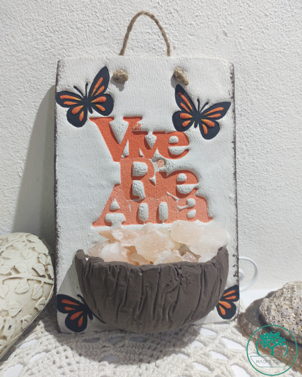 Producto - Lampara de sal Colgante Vive, Ríe, Ama