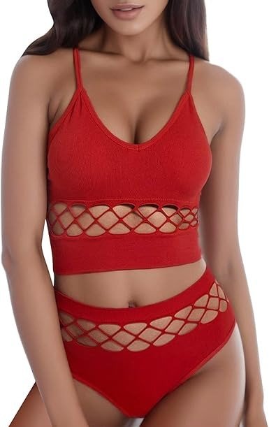 Producto - Conjunto de Morley elastizado . Beige y Rojo 90/95