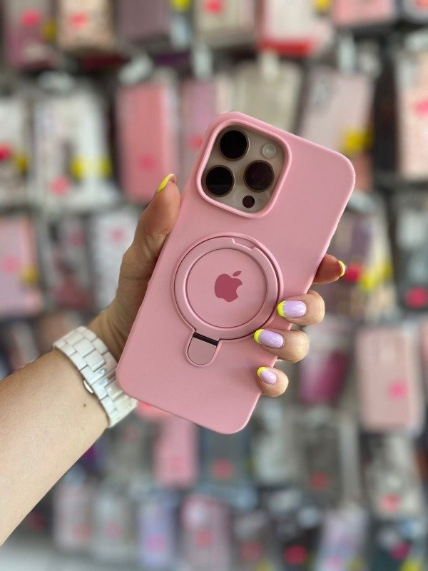 Producto - Silicone case soporte magsafe rosa chicle