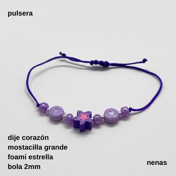 Producto - PUL #FP - Pulsera foami estrella y corazón de acrílico (DÓLAR)
